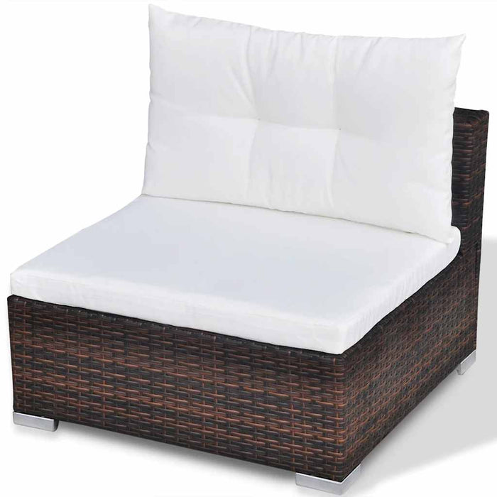 Set mobilier de grădină cu perne, 10 piese, maro, poliratan - WALTI WALTI