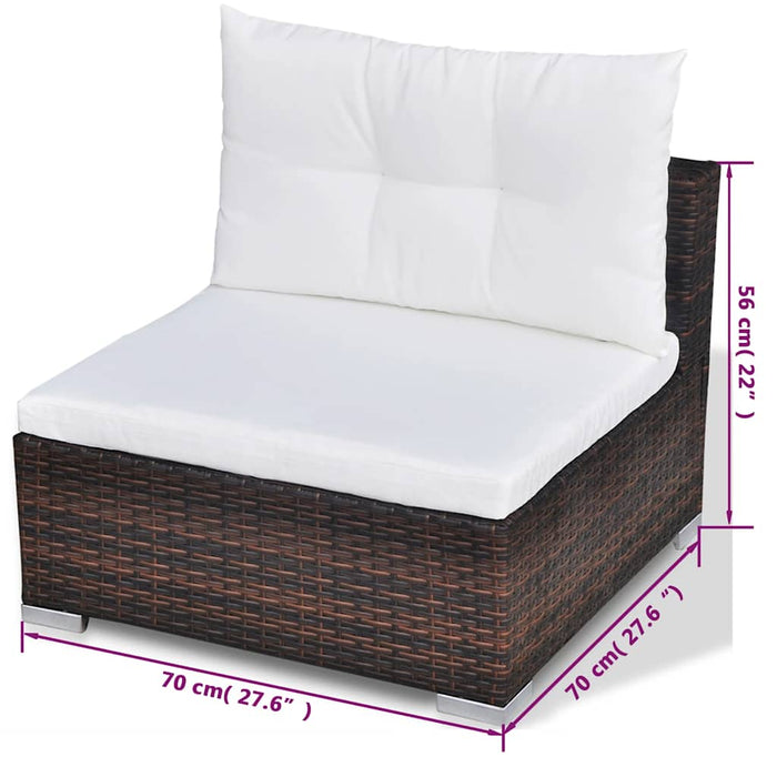 Set mobilier de grădină cu perne, 10 piese, maro, poliratan - WALTI WALTI