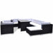 Set mobilier de grădină cu perne, 10 piese, negru, poliratan - WALTI WALTI