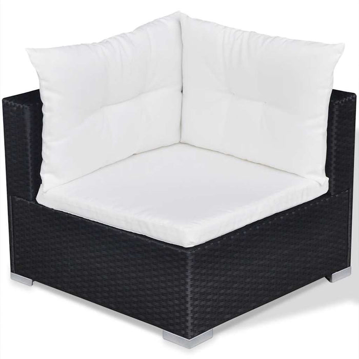 Set mobilier de grădină cu perne, 10 piese, negru, poliratan - WALTI WALTI