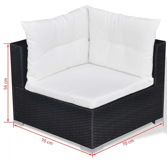 Set mobilier de grădină cu perne, 10 piese, negru, poliratan - WALTI WALTI