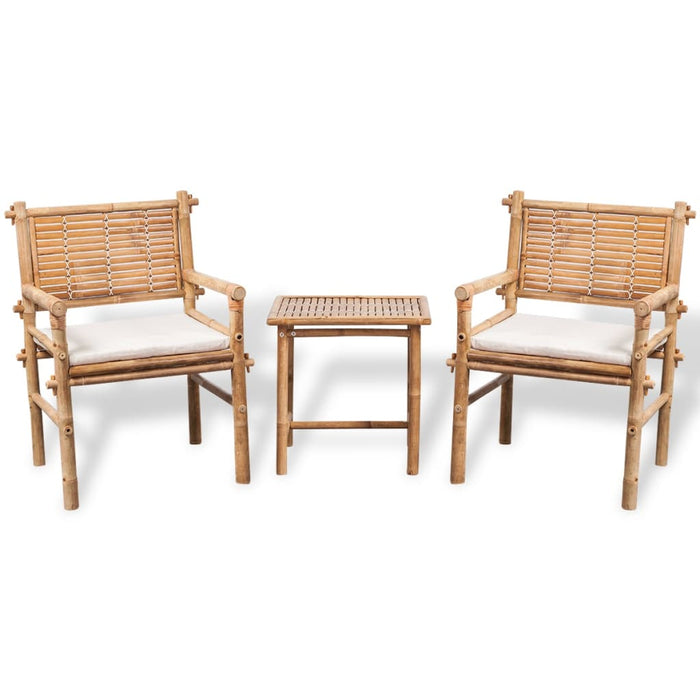 Set mobilier bistro cu perne, 3 piese, bambus - WALTI WALTI
