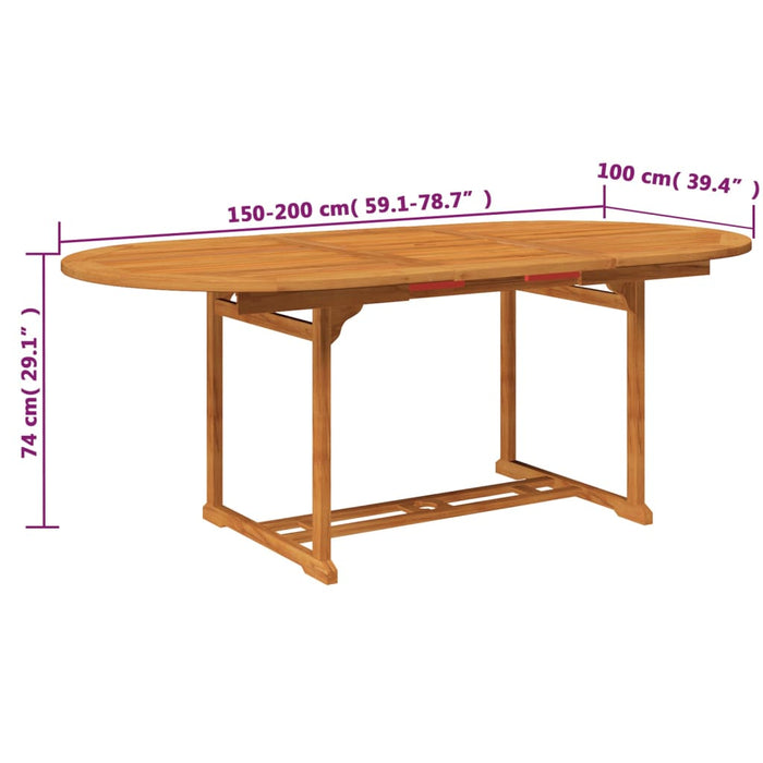 Set mobilier de exterior, 7 piese, lemn masiv de acacia, 150-200 cm WALTI