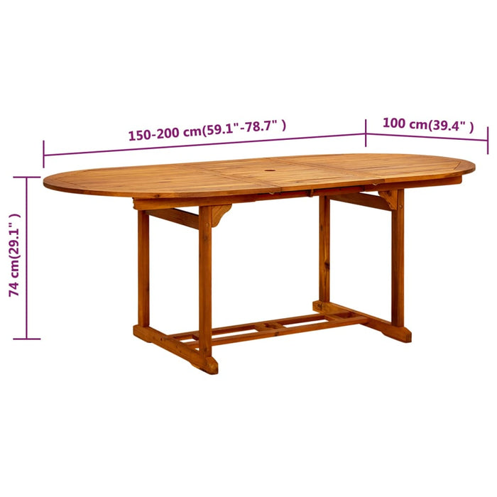 Masă de grădină, (150-200) x 100 x 75 cm, lemn masiv de acacia WALTI