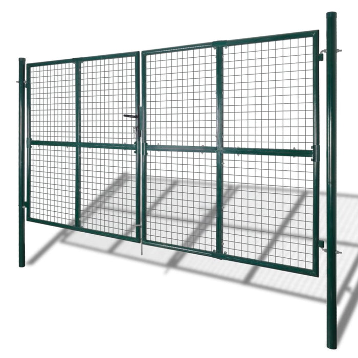 Poartă de gard cu ușă dublă, 300x150 cm, oțel vopsit în câmp electrostatic WALTI
