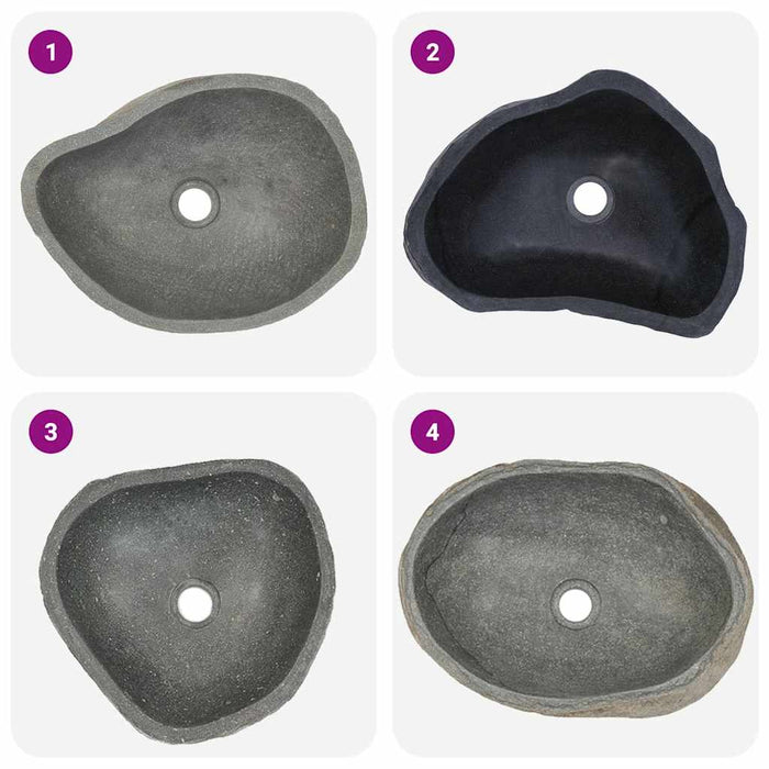 Chiuvetă din piatră de râu, (37-46)x(29-36) cm, oval WALTI