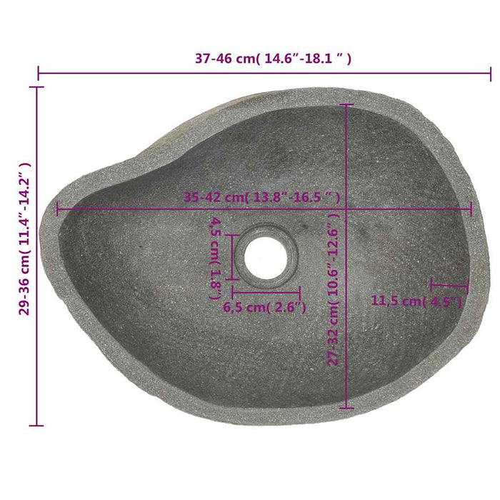 Chiuvetă din piatră de râu, (37-46)x(29-36) cm, oval WALTI
