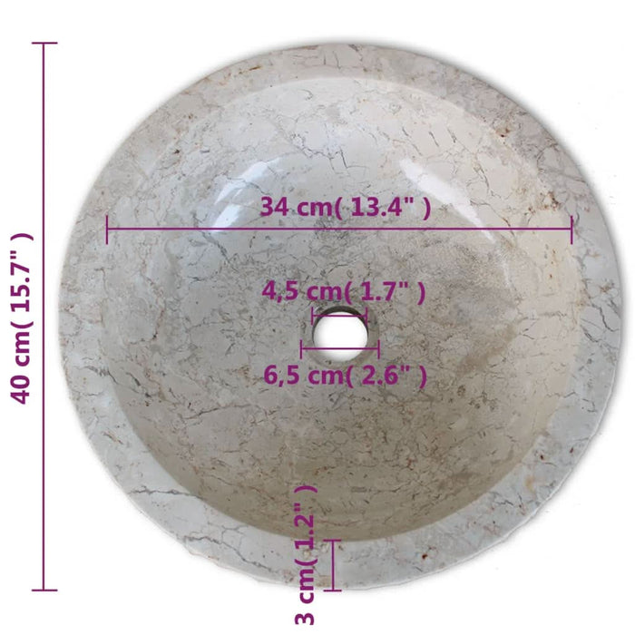 Chiuvetă, crem, 40 cm, marmură - WALTI WALTI