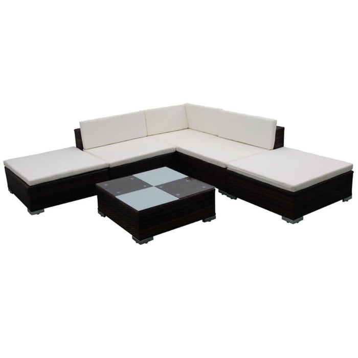 Set mobilier de grădină cu perne, 6 piese, maro, poliratan - WALTI WALTI