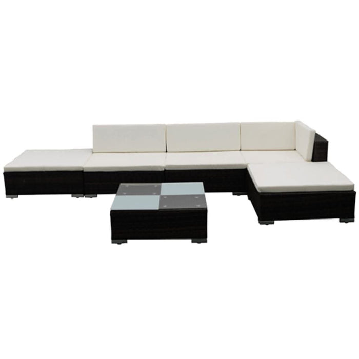 Set mobilier de grădină cu perne, 6 piese, maro, poliratan - WALTI WALTI