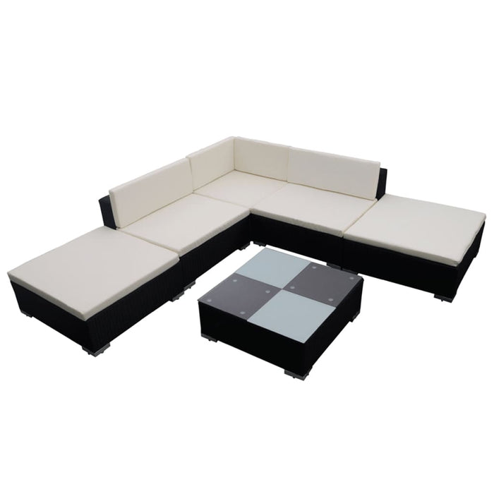 Set mobilier de grădină cu perne, 6 piese, negru, poliratan - WALTI WALTI