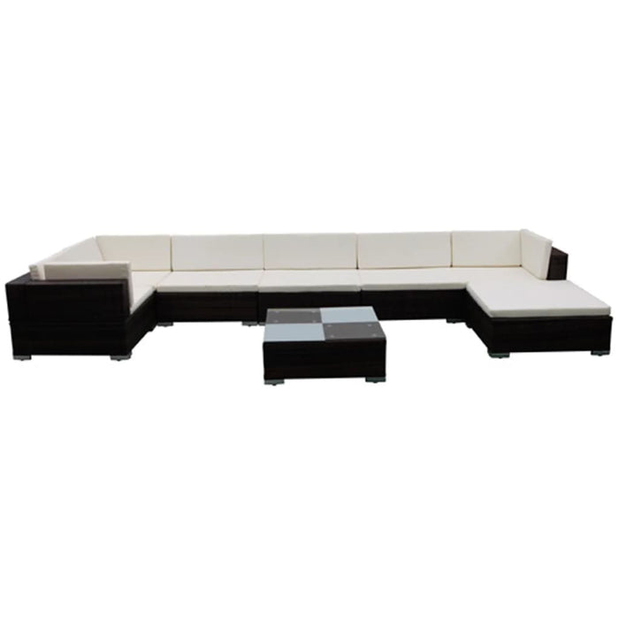 Set mobilier de grădină cu perne, 8 piese, maro, poliratan WALTI