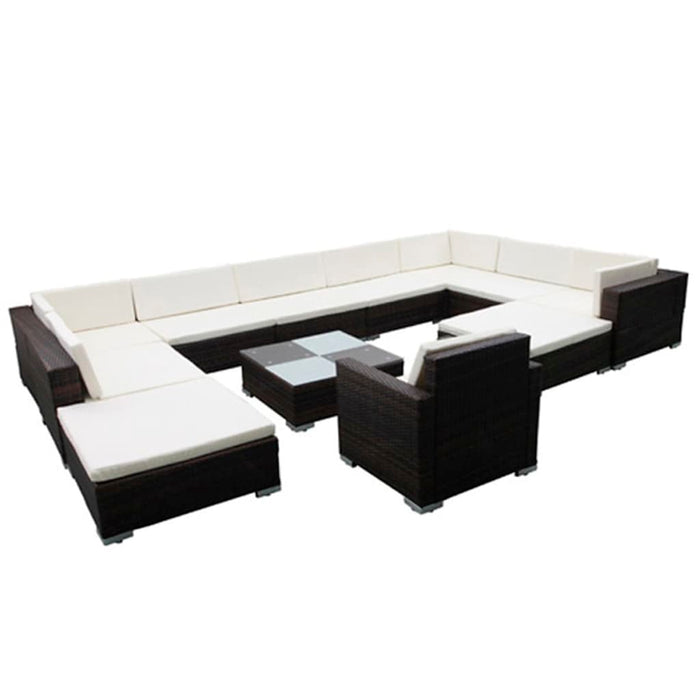 Set mobilier de grădină cu perne, 12 piese, negru, poliratan - WALTI WALTI