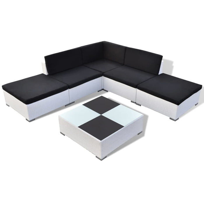 Set mobilier de grădină cu perne, 6 piese, alb, poliratan - WALTI WALTI