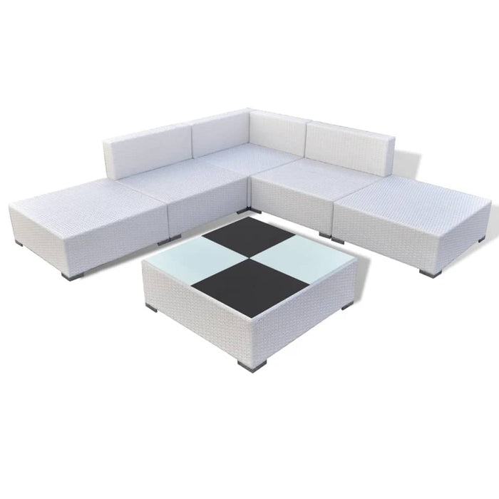 Set mobilier de grădină cu perne, 6 piese, alb, poliratan - WALTI WALTI