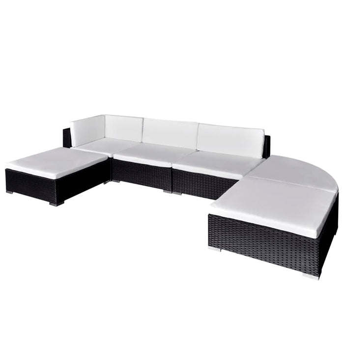 Set mobilier de grădină cu perne, 6 piese, negru, poliratan - WALTI WALTI