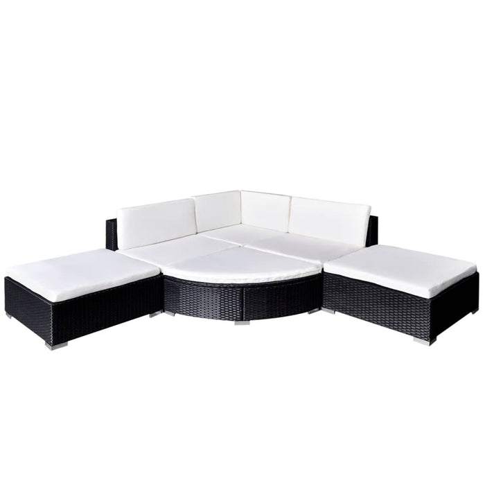Set mobilier de grădină cu perne, 6 piese, negru, poliratan - WALTI WALTI