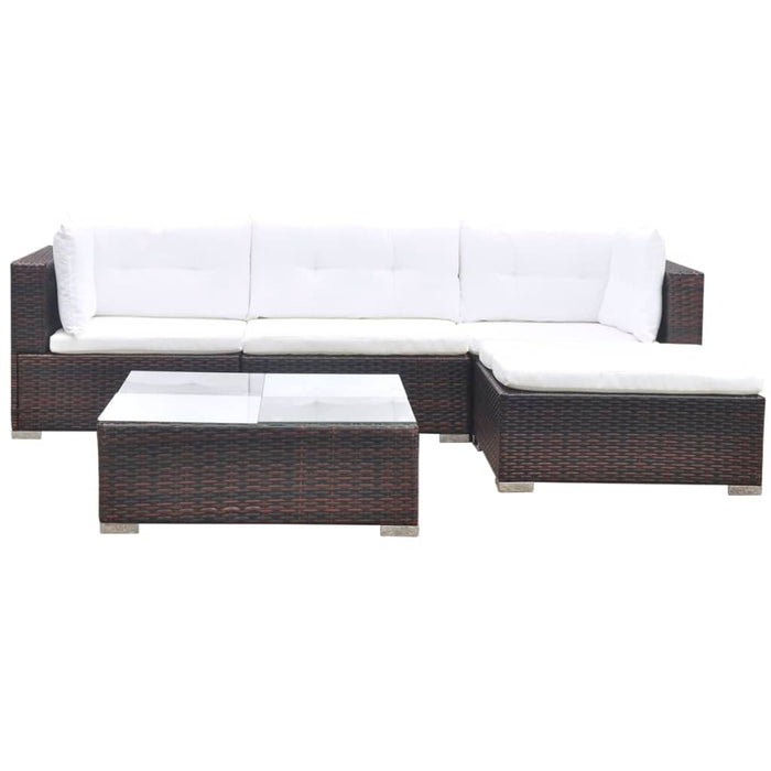 Set mobilier de grădină cu perne, 5 piese, maro, poliratan - WALTI WALTI