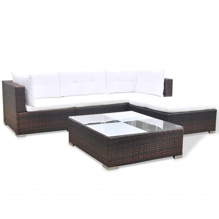 Set mobilier de grădină cu perne, 5 piese, maro, poliratan - WALTI WALTI
