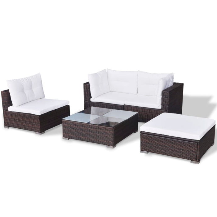 Set mobilier de grădină cu perne, 5 piese, maro, poliratan - WALTI WALTI