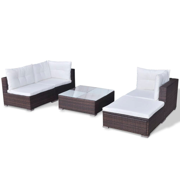 Set mobilier de grădină cu perne, 5 piese, maro, poliratan - WALTI WALTI