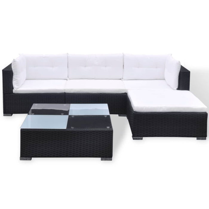 Set mobilier de grădină cu perne, 5 piese, negru, poliratan - WALTI WALTI