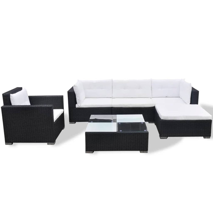 Set mobilier de grădină cu perne, 6 piese, negru, poliratan - WALTI WALTI