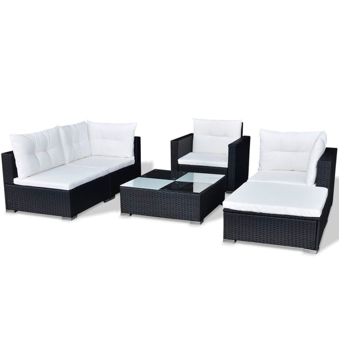 Set mobilier de grădină cu perne, 6 piese, negru, poliratan - WALTI WALTI