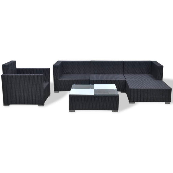 Set mobilier de grădină cu perne, 6 piese, negru, poliratan - WALTI WALTI