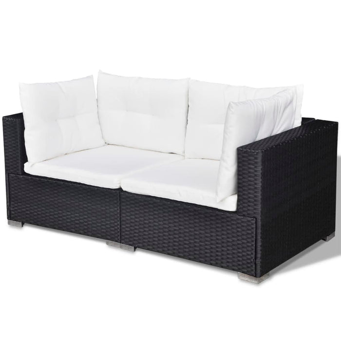 Set mobilier de grădină cu perne, 6 piese, negru, poliratan - WALTI WALTI