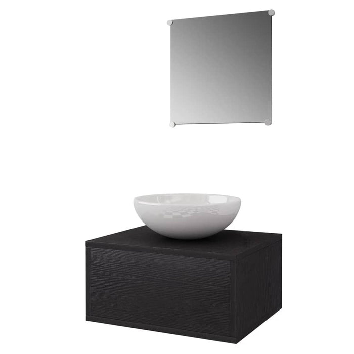 Set mobilier baie format din 3 piese cu chiuvetă inclusă, Negru - WALTI WALTI
