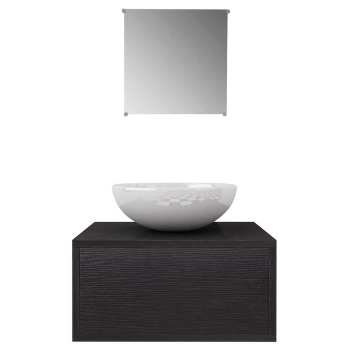 Set mobilier baie format din 3 piese cu chiuvetă inclusă, Negru - WALTI WALTI