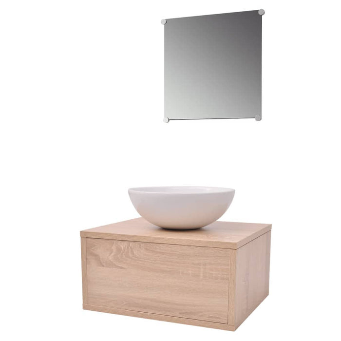 Set mobilier baie, 3 piese, bej, cu chiuvetă - WALTI WALTI