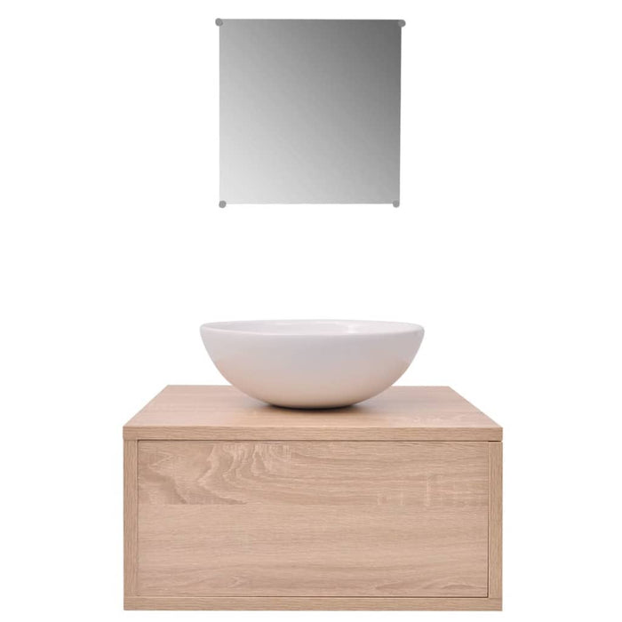 Set mobilier baie, 3 piese, bej, cu chiuvetă - WALTI WALTI
