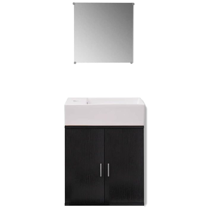 Set mobilier baie format din 3 piese cu chiuvetă inclusă, Negru - WALTI WALTI