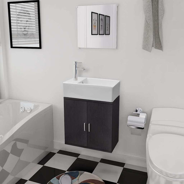 Set mobilier baie format din 3 piese cu chiuvetă inclusă, Negru - WALTI WALTI