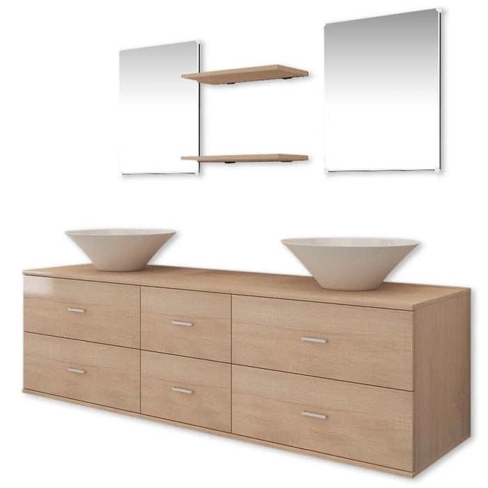 Set de mobilier de baie cu 7 piese și chiuvete incluse, bej - WALTI WALTI