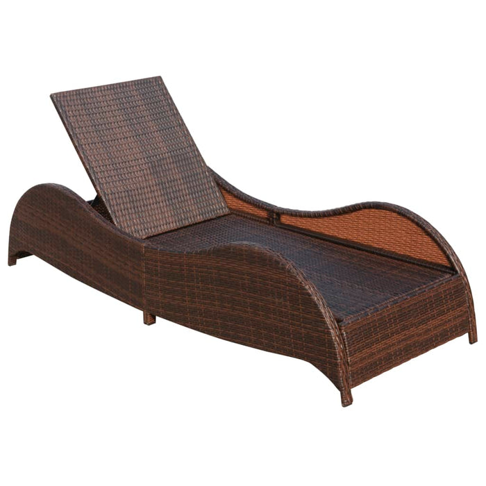 Șezlong de plajă cu pernă, maro, poliratan WALTI