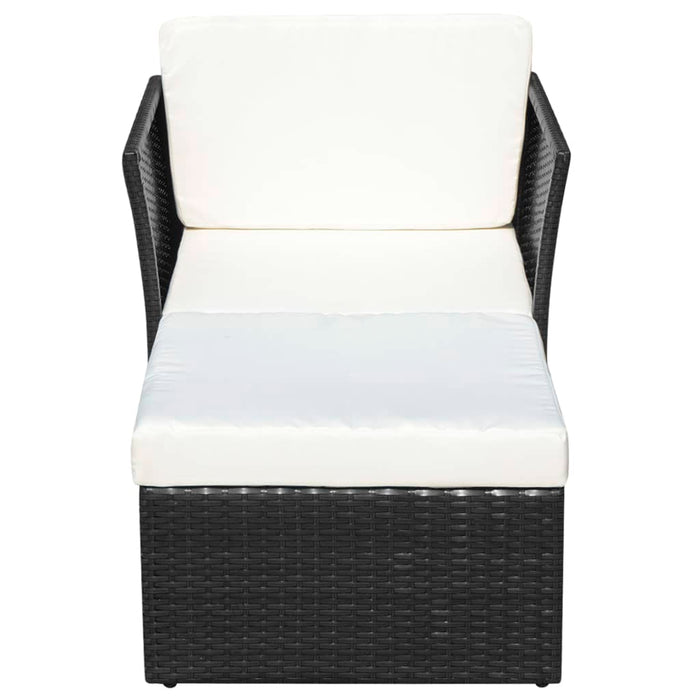 Scaun de grădină cu taburet, negru, poliratan - WALTI WALTI