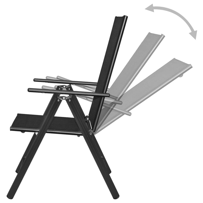 Scaune pliante de grădină, 4 buc., negru, aluminiu și textilenă - WALTI WALTI