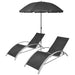 Șezlonguri de plajă cu umbrelă, negru, aluminiu - WALTI WALTI