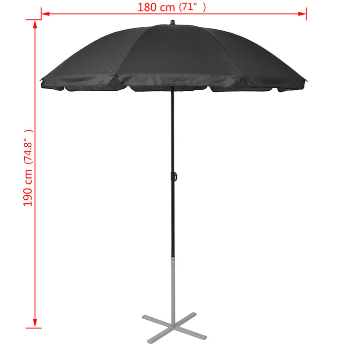 Șezlonguri de plajă cu umbrelă, negru, aluminiu - WALTI WALTI