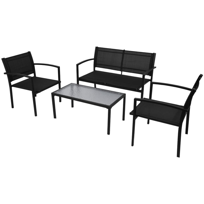Set mobilier de grădină, 4 piese, negru, textilenă - WALTI WALTI