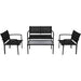 Set mobilier de grădină, 4 piese, negru, textilenă - WALTI WALTI