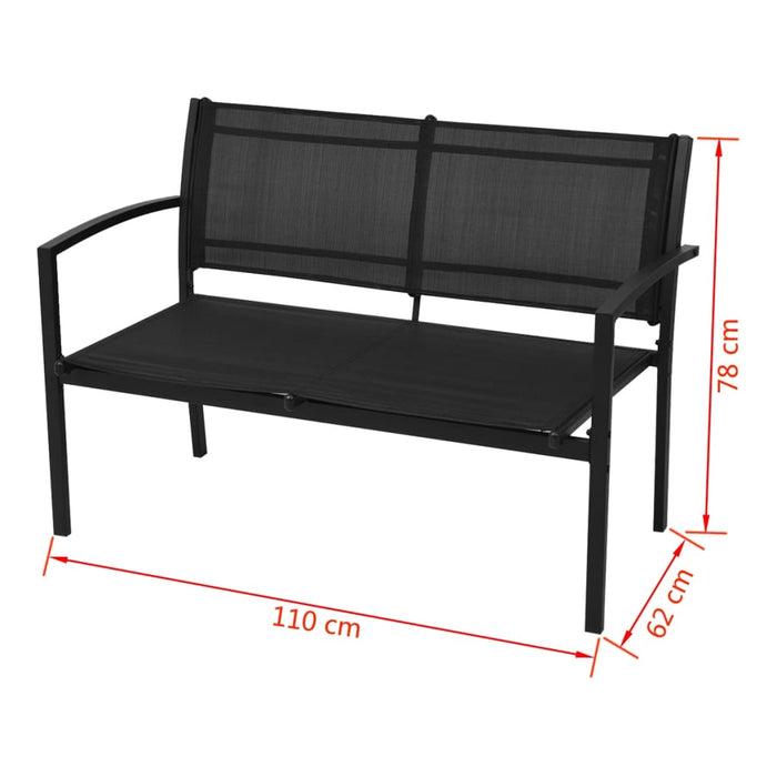 Set mobilier de grădină, 4 piese, negru, textilenă - WALTI WALTI