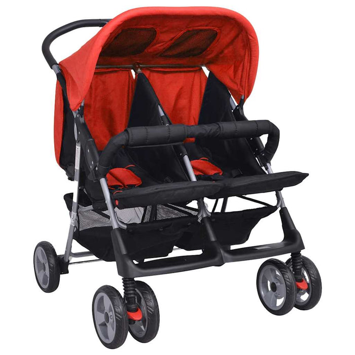 Cărucior dublu din oțel, roșu și negru - WALTI WALTI