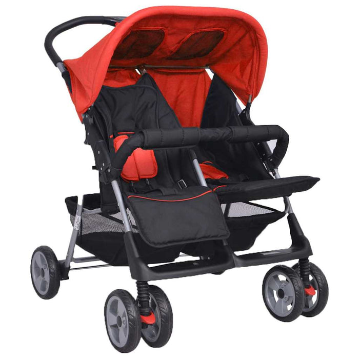 Cărucior dublu din oțel, roșu și negru - WALTI WALTI