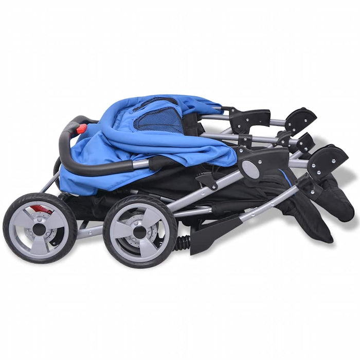 Cărucior dublu din oțel, albastru și negru - WALTI WALTI