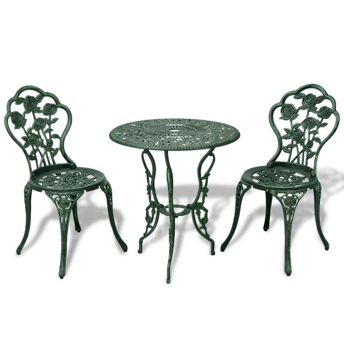 Set mobilier de bistro, 3 piese, verde, aluminiu turnat - WALTI WALTI