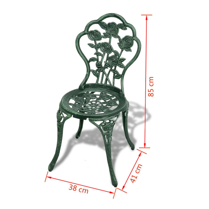 Set mobilier de bistro, 3 piese, verde, aluminiu turnat - WALTI WALTI